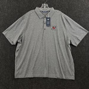 Georgia Bulldogs Polo Shirt Men's XXL Gray Striped UGA Golf Cutter & Buck Forge